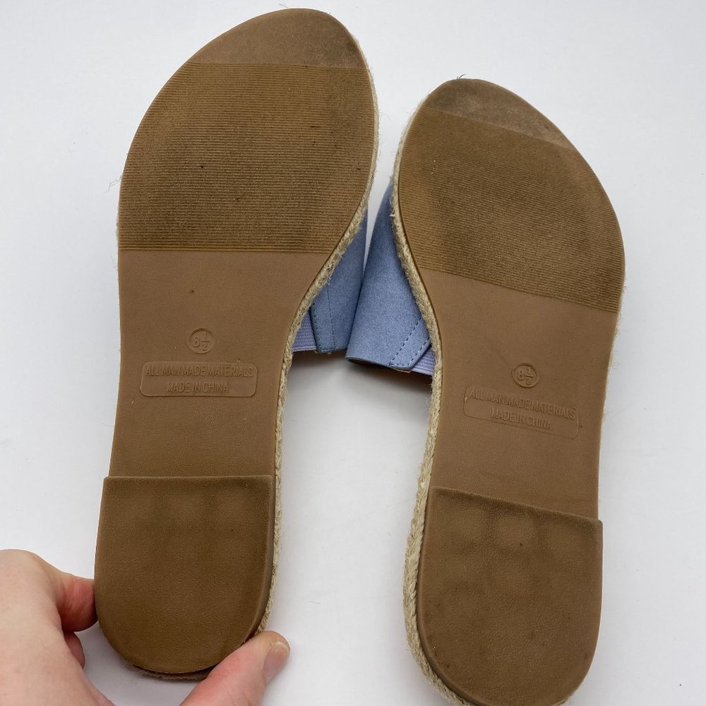 Lulus slip on sandals size 8.5 slides light blue flats summer cruise beach - Picture 5 of 7